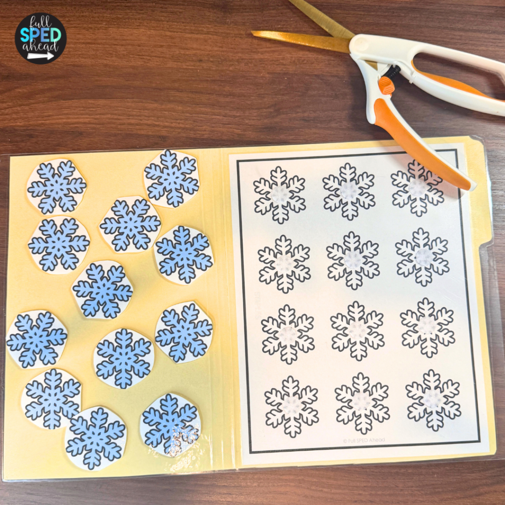 errorless file folders with snowflakes