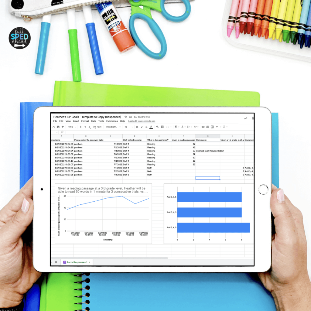 iep goal tracking with google forms