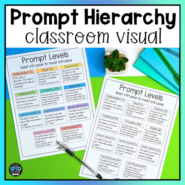 Free Prompt Hierarchy Classroom Visual Special Education Life Skills Fading